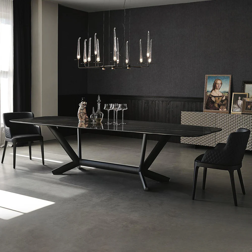 LUXORA DT1061 Minimalist Style 140-160-180-200cm Sintered Stone Dining Table-Black - Image 2