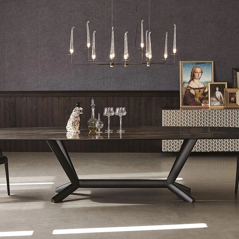 LUXORA DT1061 Minimalist Style 140-160-180-200cm Sintered Stone Dining Table-Black - Image 3
