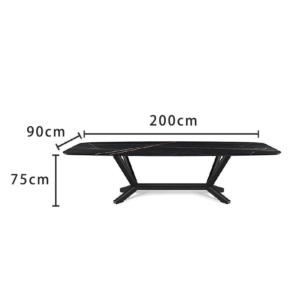LUXORA DT1061 Minimalist Style 140-160-180-200cm Sintered Stone Dining Table-Black - Image 8