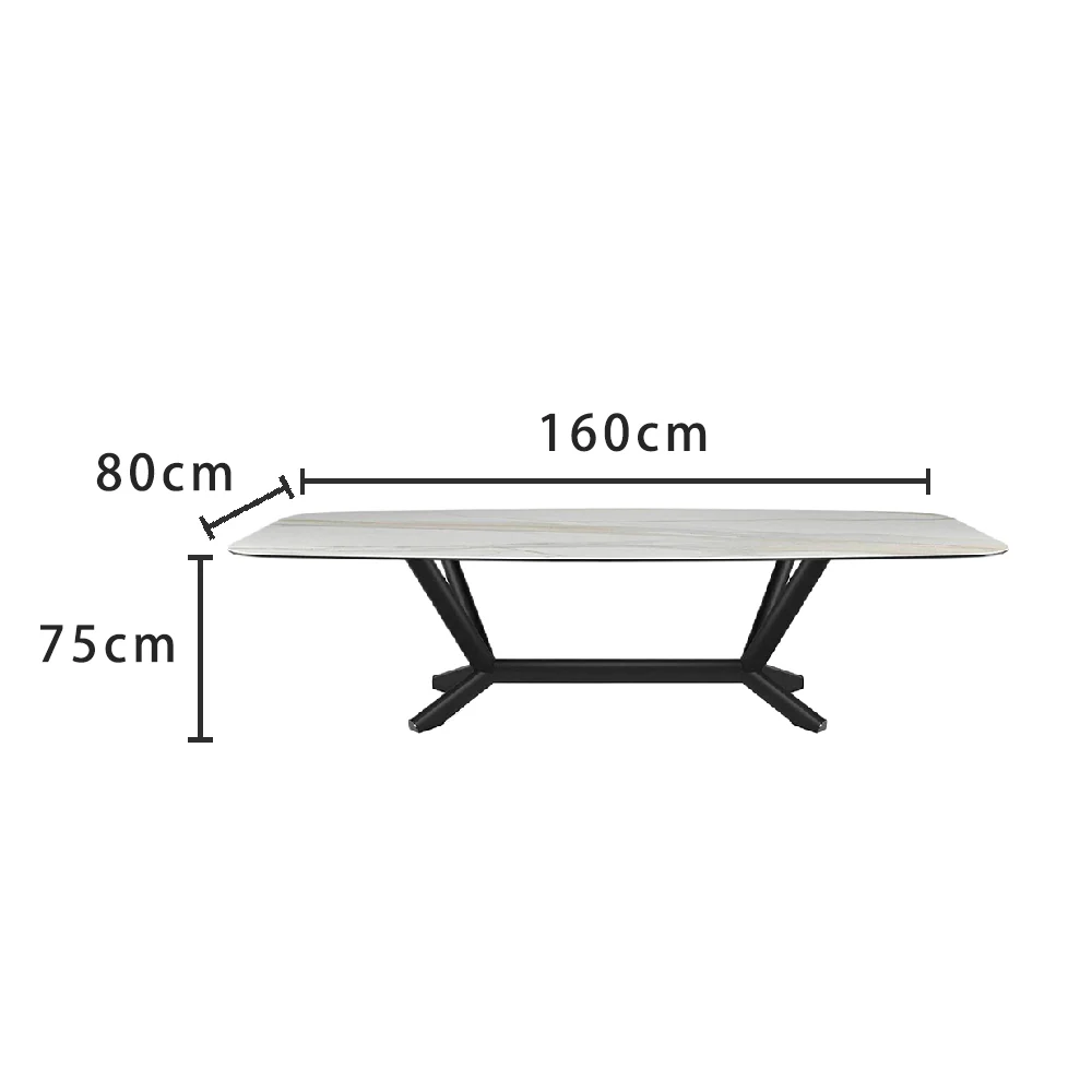 LUXORA DT1061 Minimalist Style 140-160-180-200cm Sintered Stone Dining Table-White&Black - Image 6