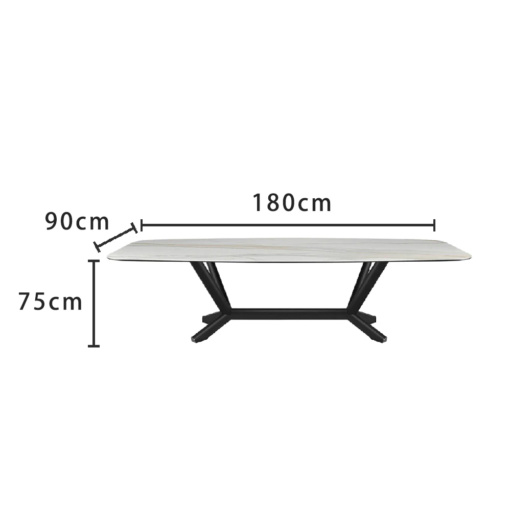 LUXORA DT1061 Minimalist Style 140-160-180-200cm Sintered Stone Dining Table-White&Black - Image 7
