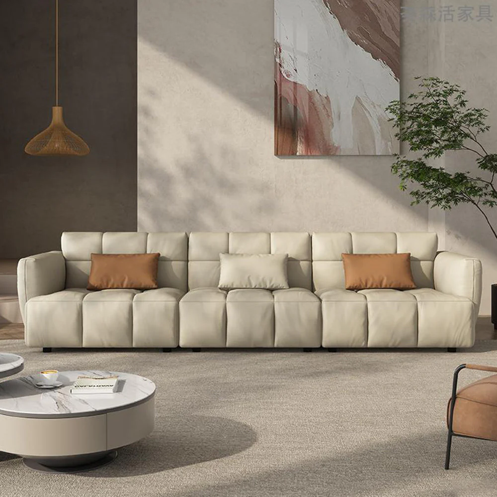LUXORA S1030 230cm Length Microfiber Leather Fabric Sofa Solid Wood Frame - Image 2
