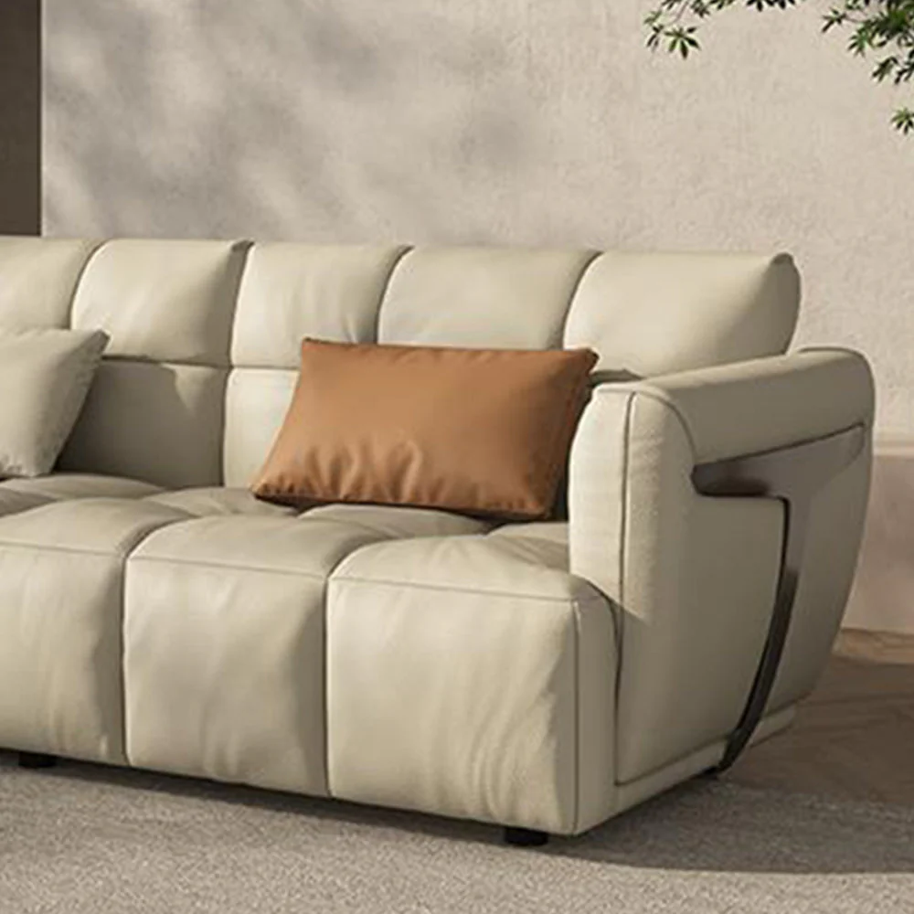 LUXORA S1030 230cm Length Microfiber Leather Fabric Sofa Solid Wood Frame - Image 4