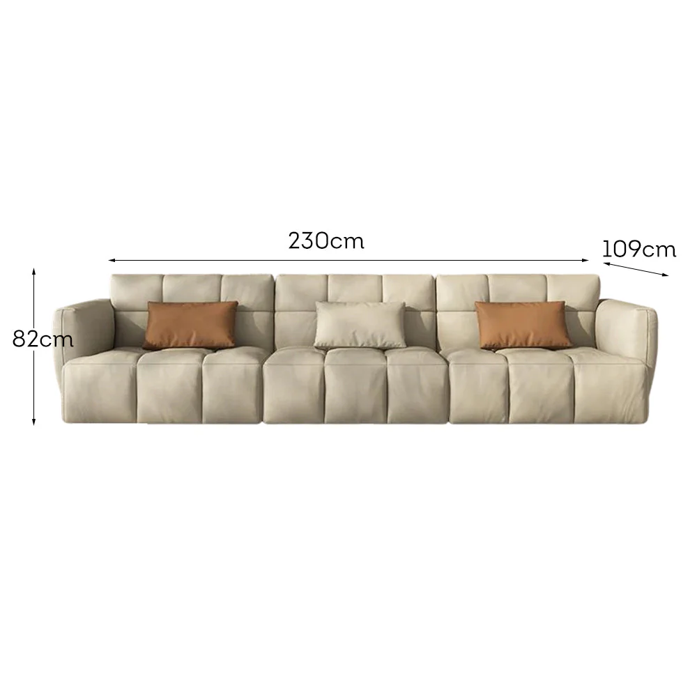 LUXORA S1030 230cm Length Microfiber Leather Fabric Sofa Solid Wood Frame - Image 5
