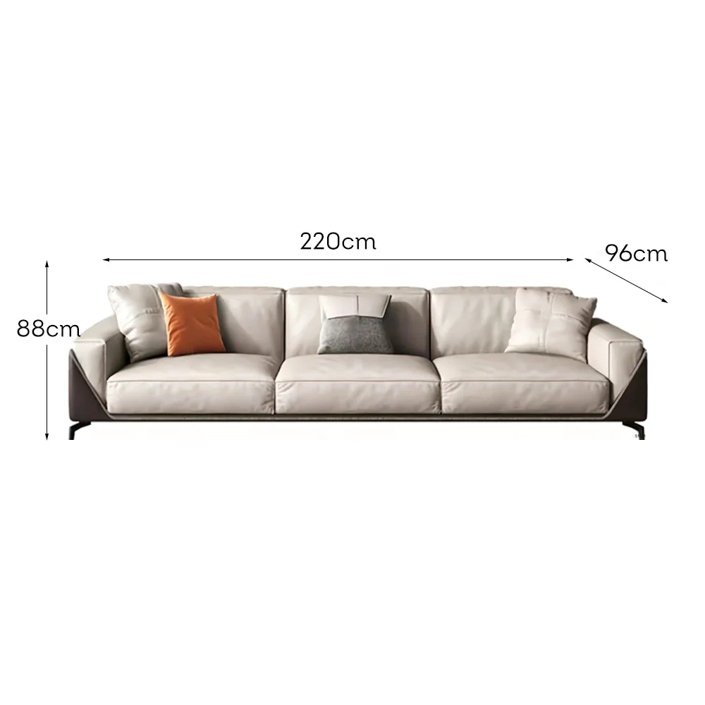LUXORA S1121 220cm Length Microfiber Leather Fabric Sofa Solid Wood Frame - Image 5