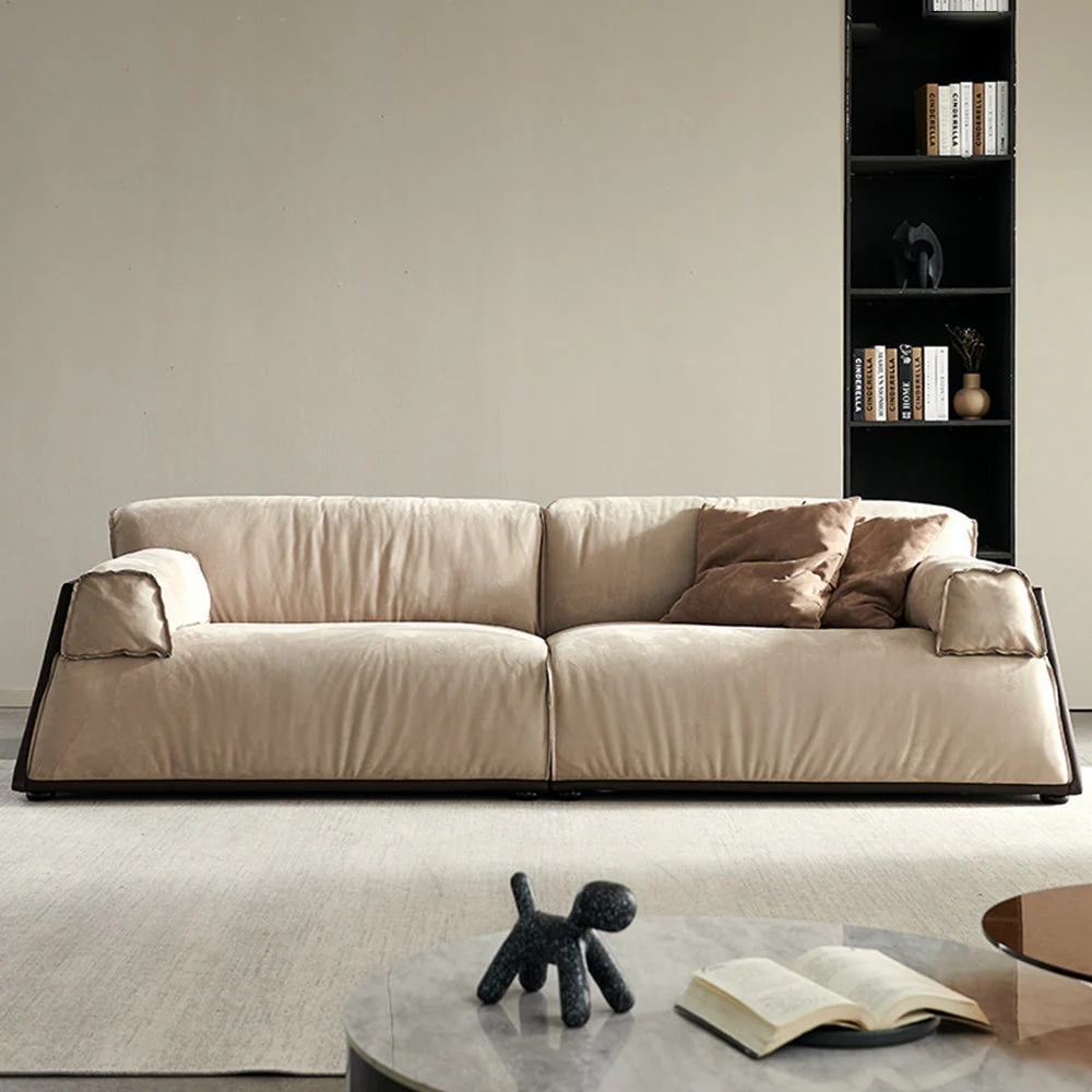 LUXORA S1154 220cm Length Microfiber Leather Fabric Sofa Solid Wood Frame - Image 3