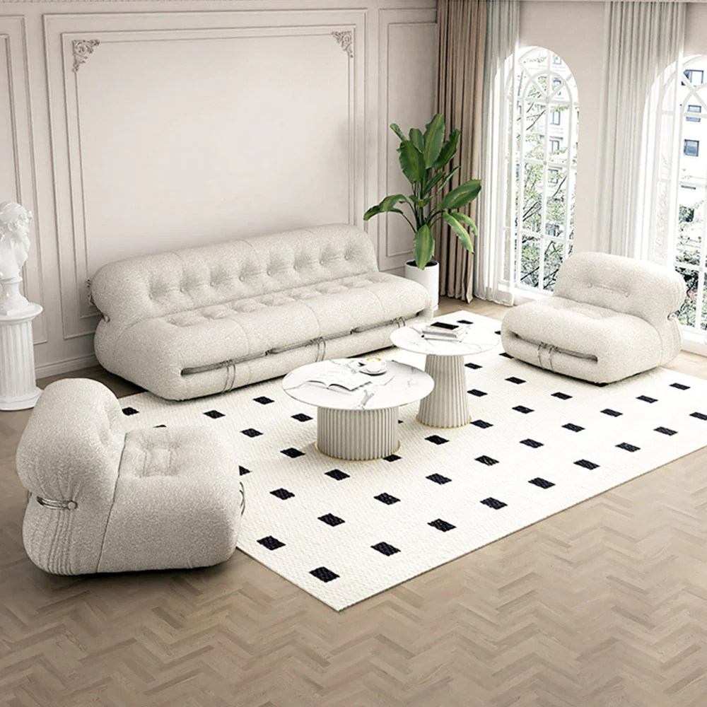 LUXORA S1167 175/215cm Length Lamb Fleece Fabric Sofa Solid Wood Frame - Image 3