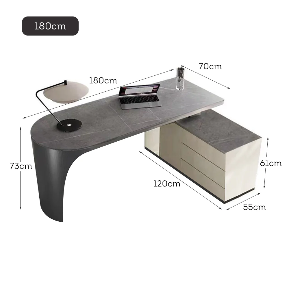 LUXORA WD1025 140/160/180cm Length Office Desk With Storage Cabinet Sintered Stone Tabletop - Image 7