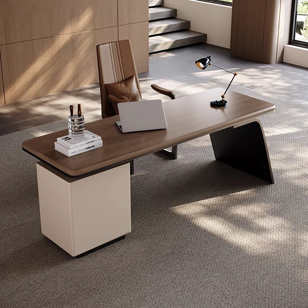 LUXORA WD1043 140/160/180cm Length Office Desk With Storage Cabinet - Image 3