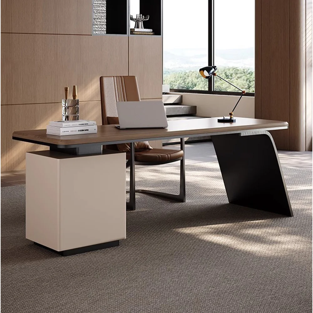 LUXORA WD1043 140/160/180cm Length Office Desk With Storage Cabinet - Image 4