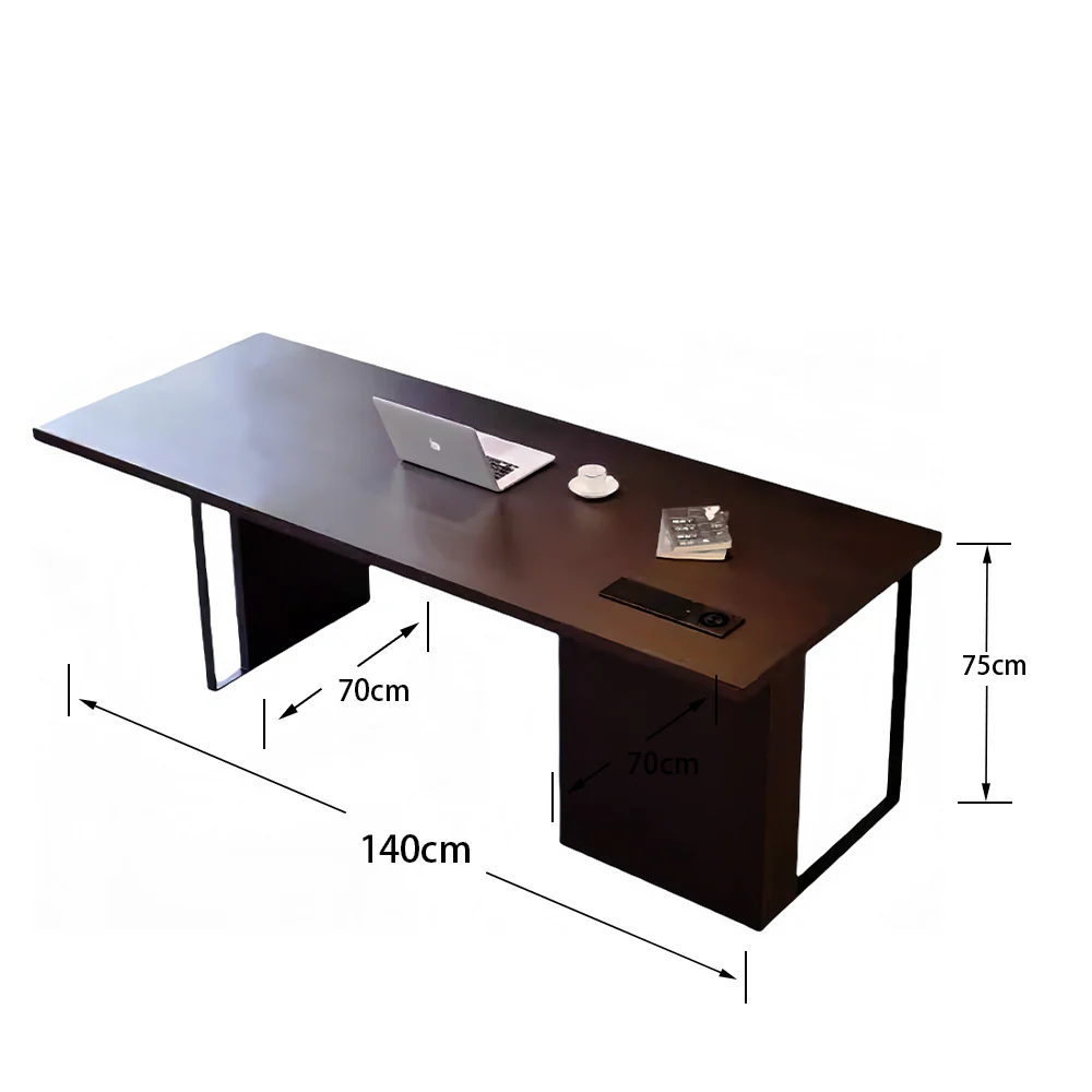 LUXORA WD1060 140/160/180/200cm Light Luxury Style Smoked-Colored Solid Wood Desk - Image 5