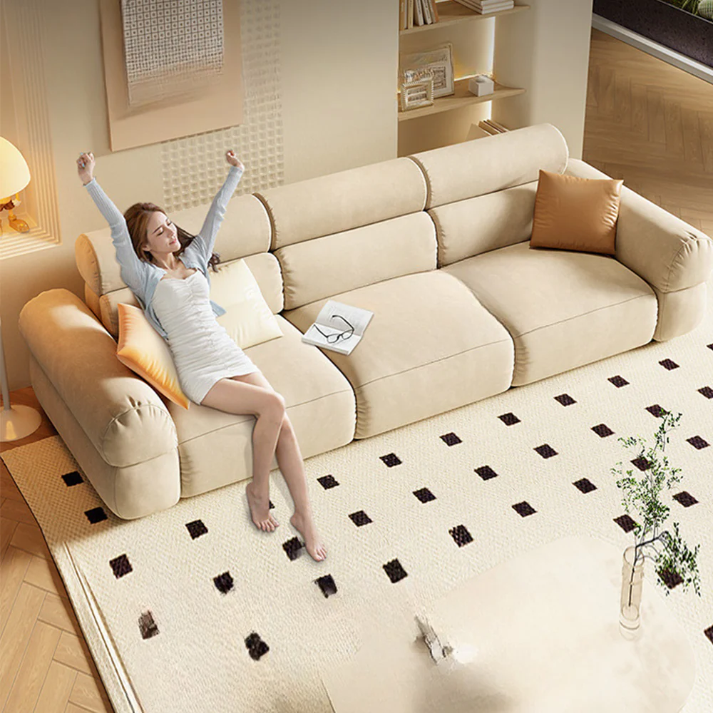 LUXORA S1379 Fashionable Minimalist Style Solid Wood Sofa 170-210cm High-Tech Fabric - Image 2