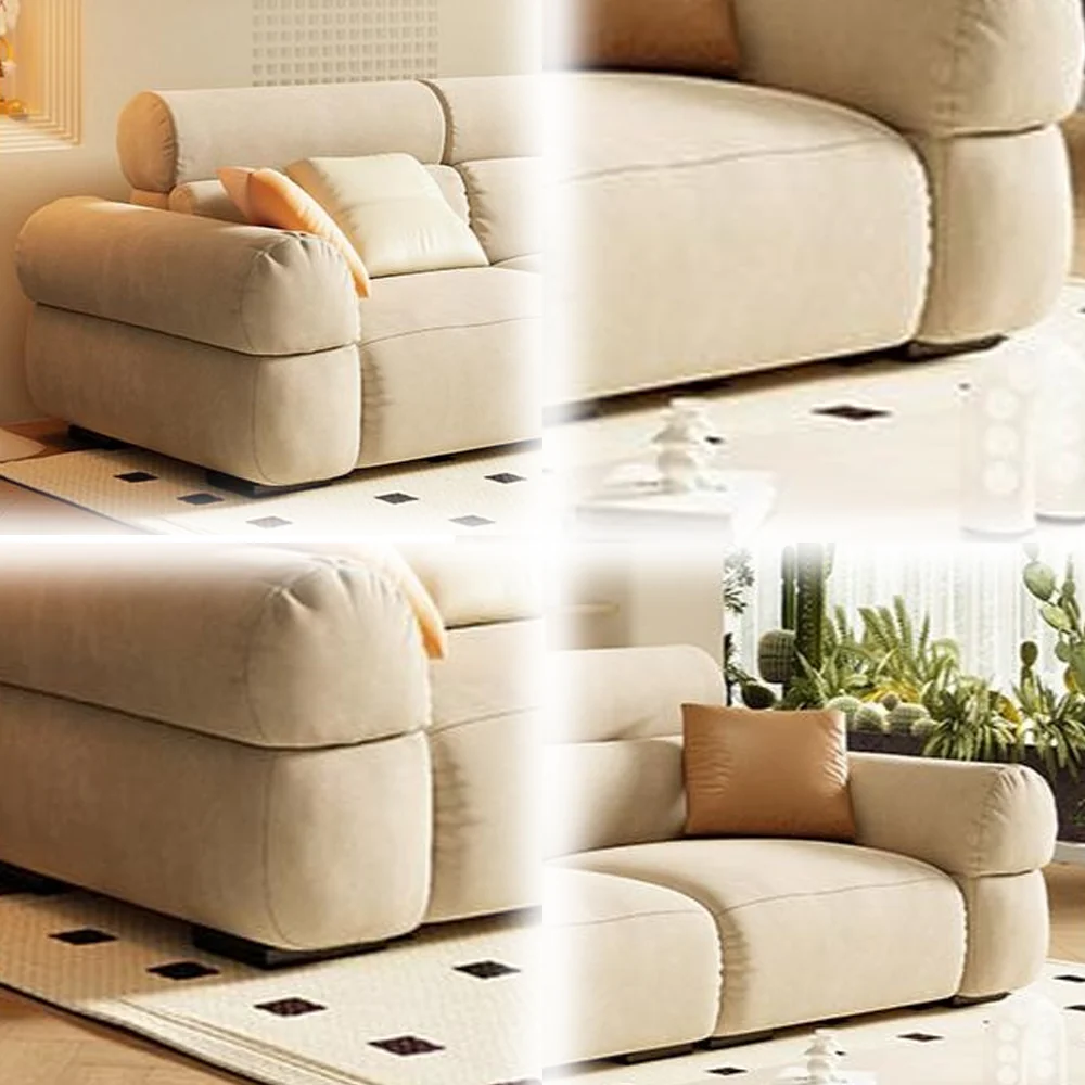 LUXORA S1379 Fashionable Minimalist Style Solid Wood Sofa 170-210cm High-Tech Fabric - Image 4