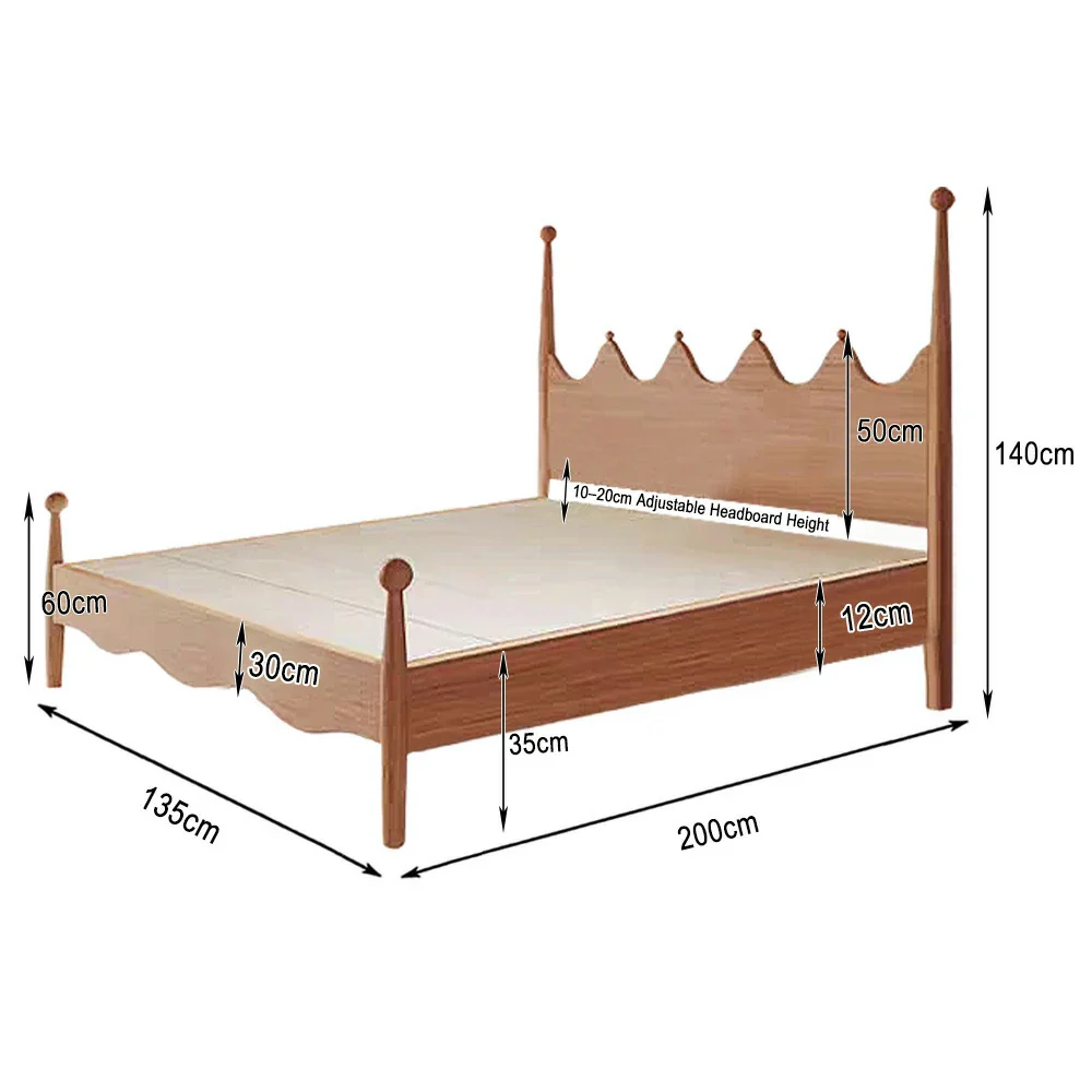 LUXORA 120/135/150/180cm Solid Wood Children's Bed with Crown Shaped Headboard - Image 6