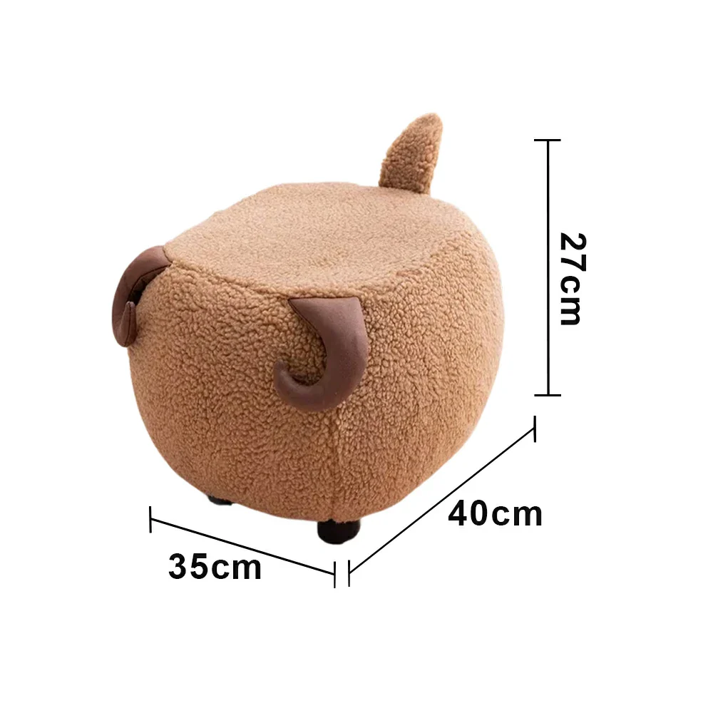 LIVARA Goat-Shaped Cashmere-Fleece Stool, Supportive Comfort Seat, Durable Upholstery, Rounded Safety Design - Coffee - Image 5