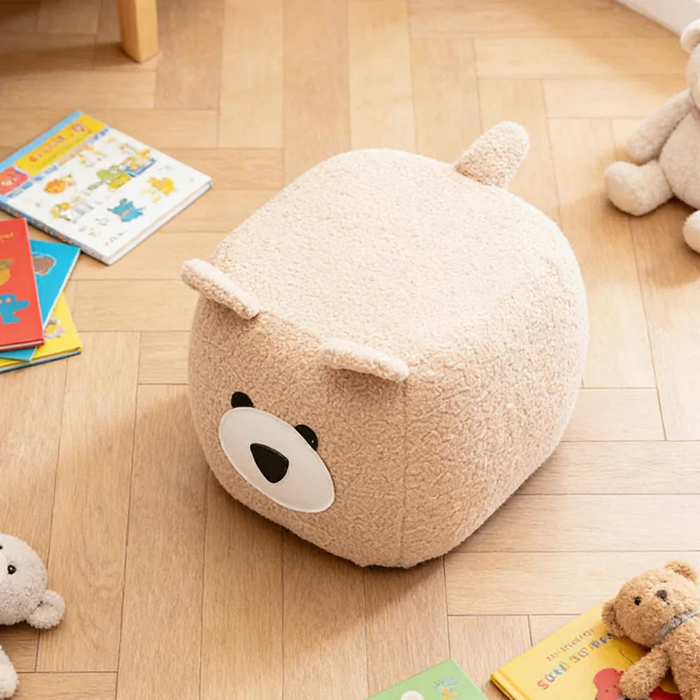 LIVARA Bear-Shaped Teddy Fleece Stool, Supportive Comfort Seat, Durable Upholstery, Rounded Safety Design - Image 2