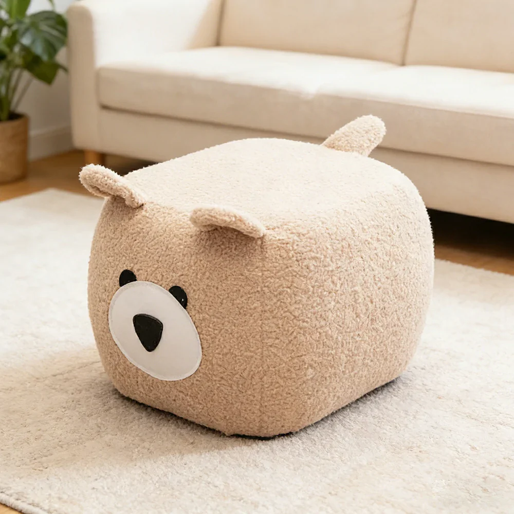 LIVARA Bear-Shaped Teddy Fleece Stool, Supportive Comfort Seat, Durable Upholstery, Rounded Safety Design - Image 4