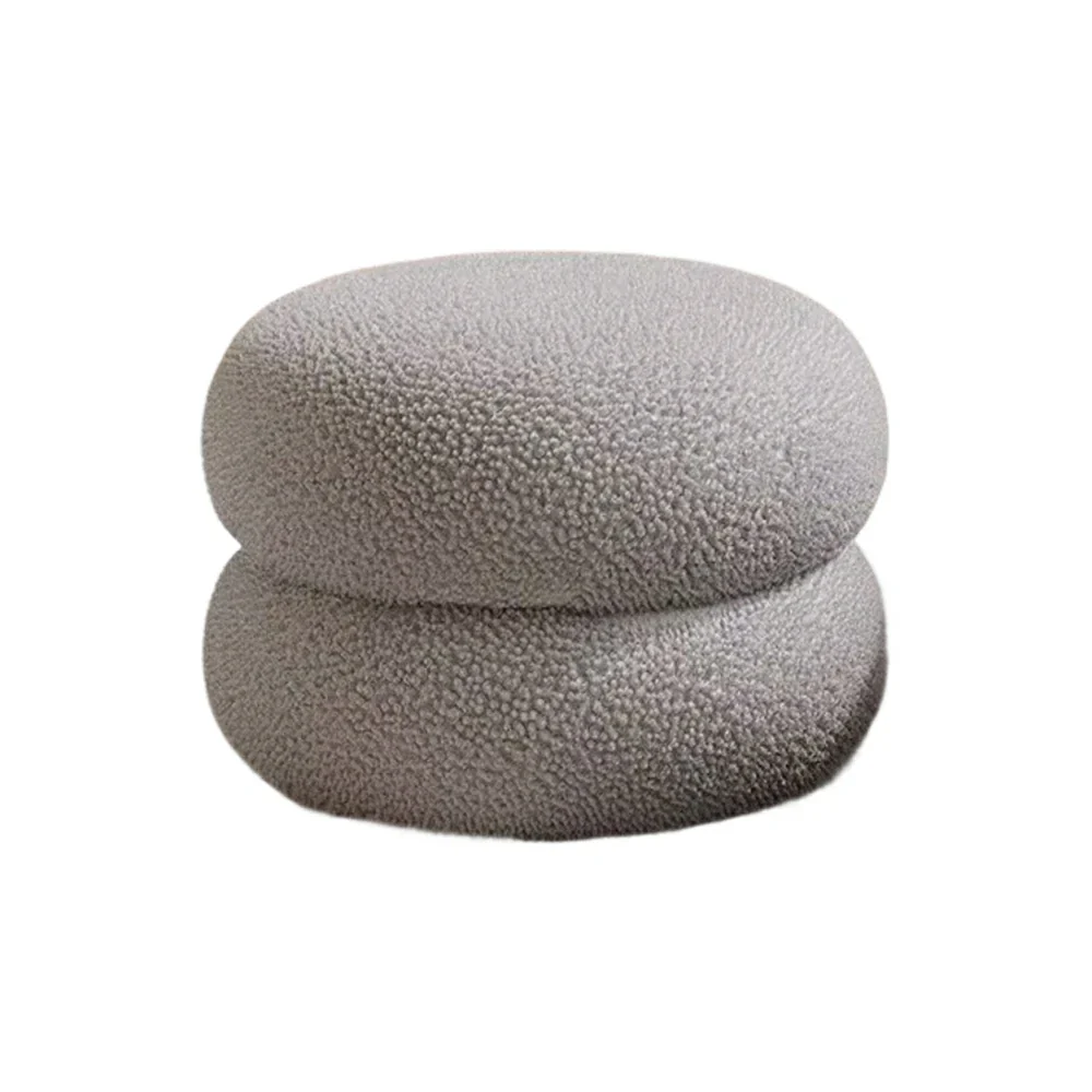 LIVARA Stackable Sherpa Stool, High-Density Foam Cushion, Solid Wood Frame, Space-Saving Design - Grey