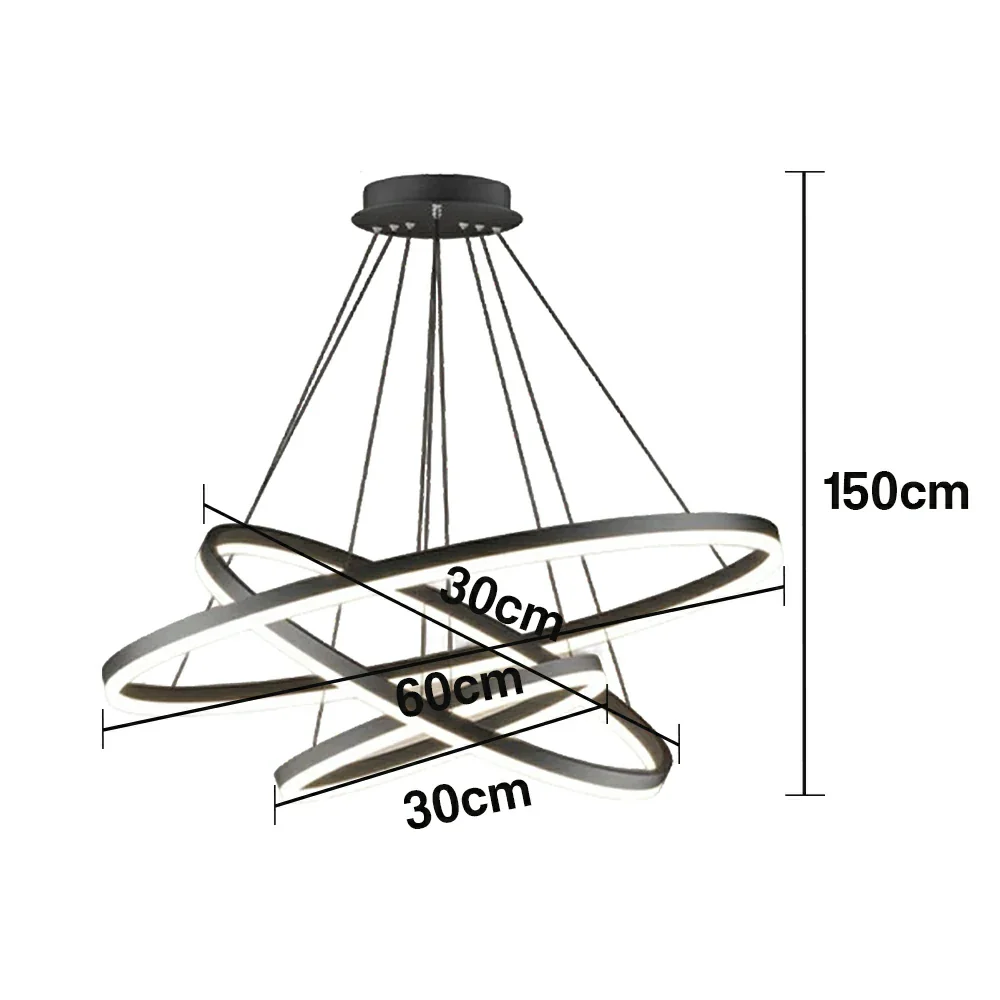 LIVARA 58W Ring Pendant Light with Full-Spectrum Eye-Protection LED, Three-Color Dimmable Lighting & Adjustable Metal Suspension - Image 5