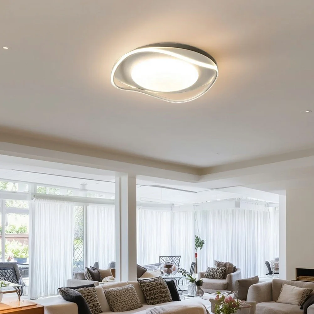 LIVARA 43W Aluminium Ceiling Light with 3D Surround Illumination, High CRI Ra≥90 LED & Three-Color Dimmable Eye-Comfort Design - White - Image 2