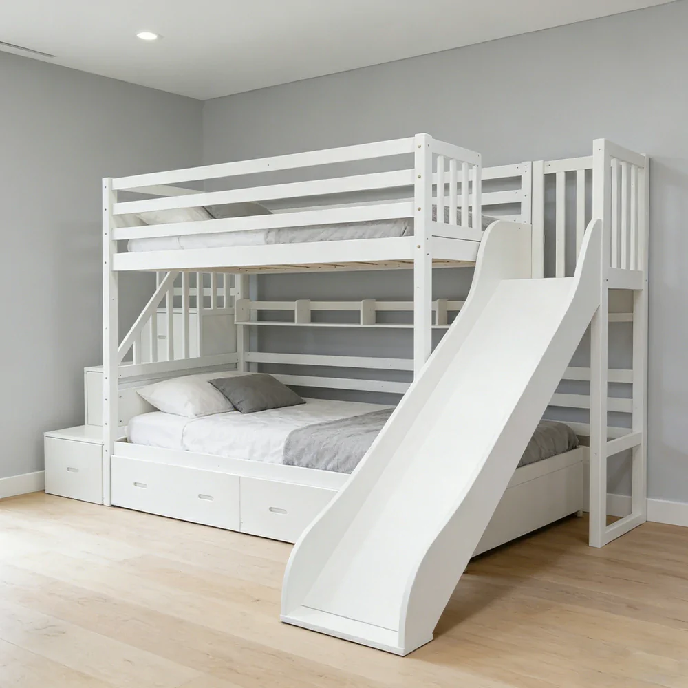 Only Slide! LIVARA Space-Saving Slide Attachment for SF01 Bunk Bed - White - Image 2