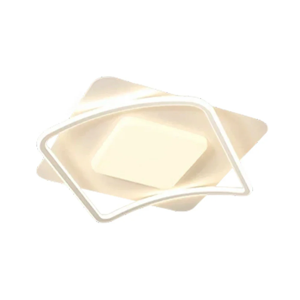 LIVARA SquareFlow LED Ceiling Light 50cm 42W Three-Color Dimmable All-Directional Illumination Iron & Acrylic Frame Modern Flush Mount Lamp - White