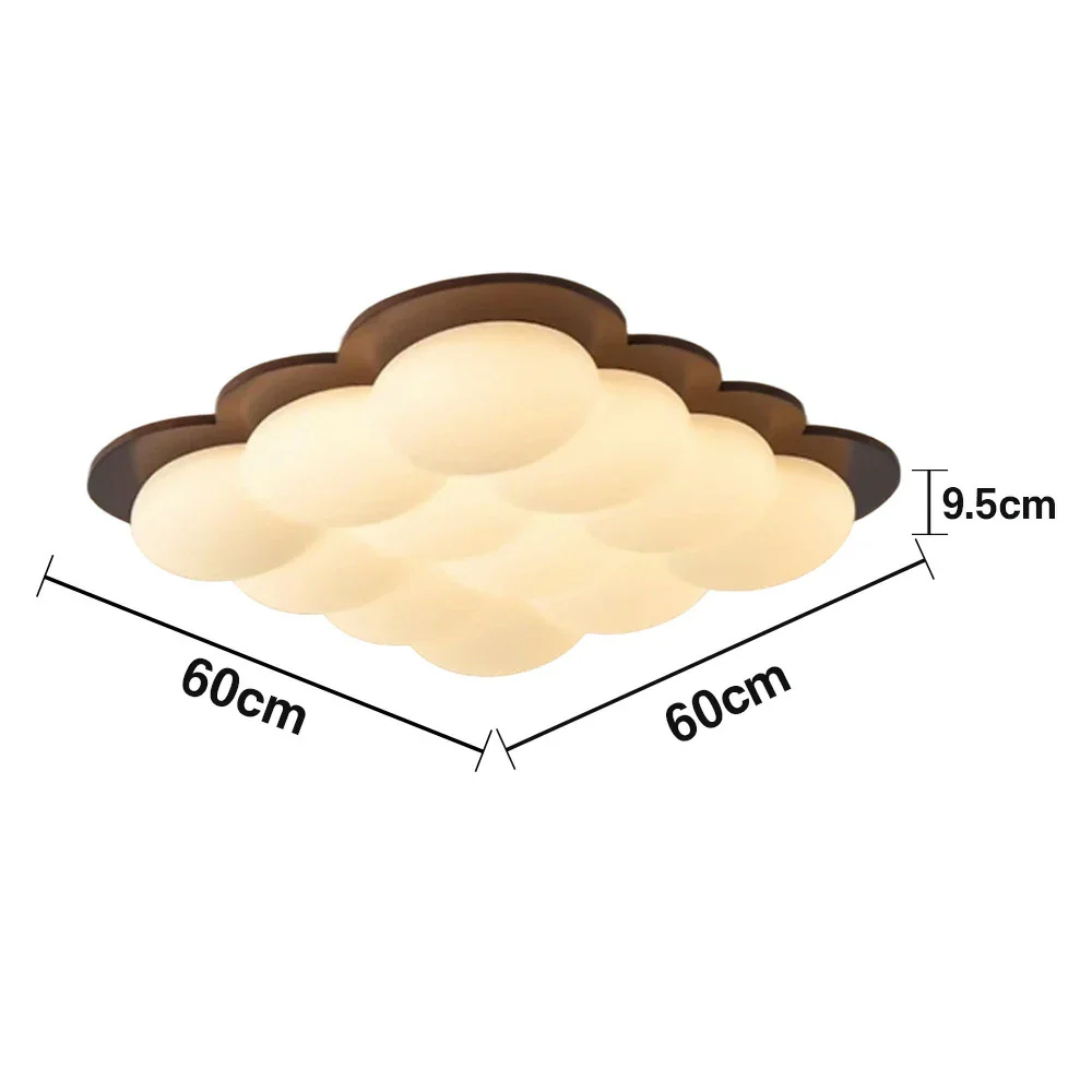 LIVARA 48W LED Ceiling Light Three-Color Dimmable Modern Cloud Design Solid Walnut Finish Wooden Frame for Living Room and Bedroom - 60cm - Image 5