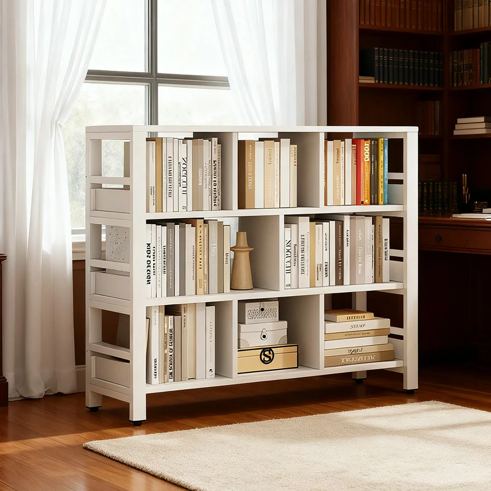 LIVARA 4-Tier Bookshelf 80/110/140cm Space-Saving Storage Rack, Thickened Eco Panels, Reinforced Steel Frame - White - Image 4