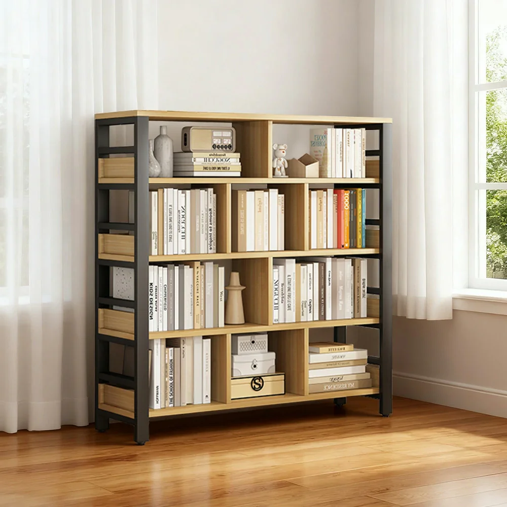 LIVARA 5-Tier Bookshelf 80/110/140cm Space-Saving Storage Rack, Thickened Eco Panels, Reinforced Steel Frame - Black - Image 4