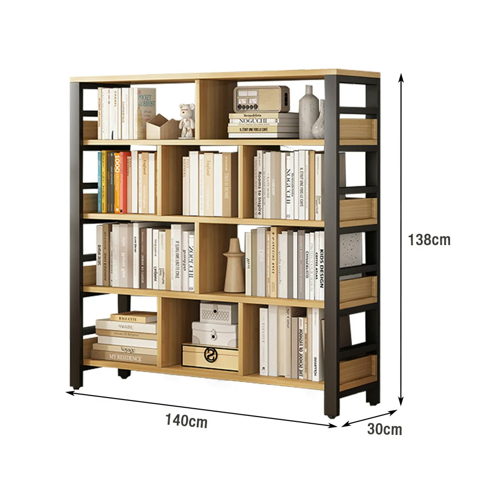 LIVARA 5-Tier Bookshelf 80/110/140cm Space-Saving Storage Rack, Thickened Eco Panels, Reinforced Steel Frame - Black - Image 7