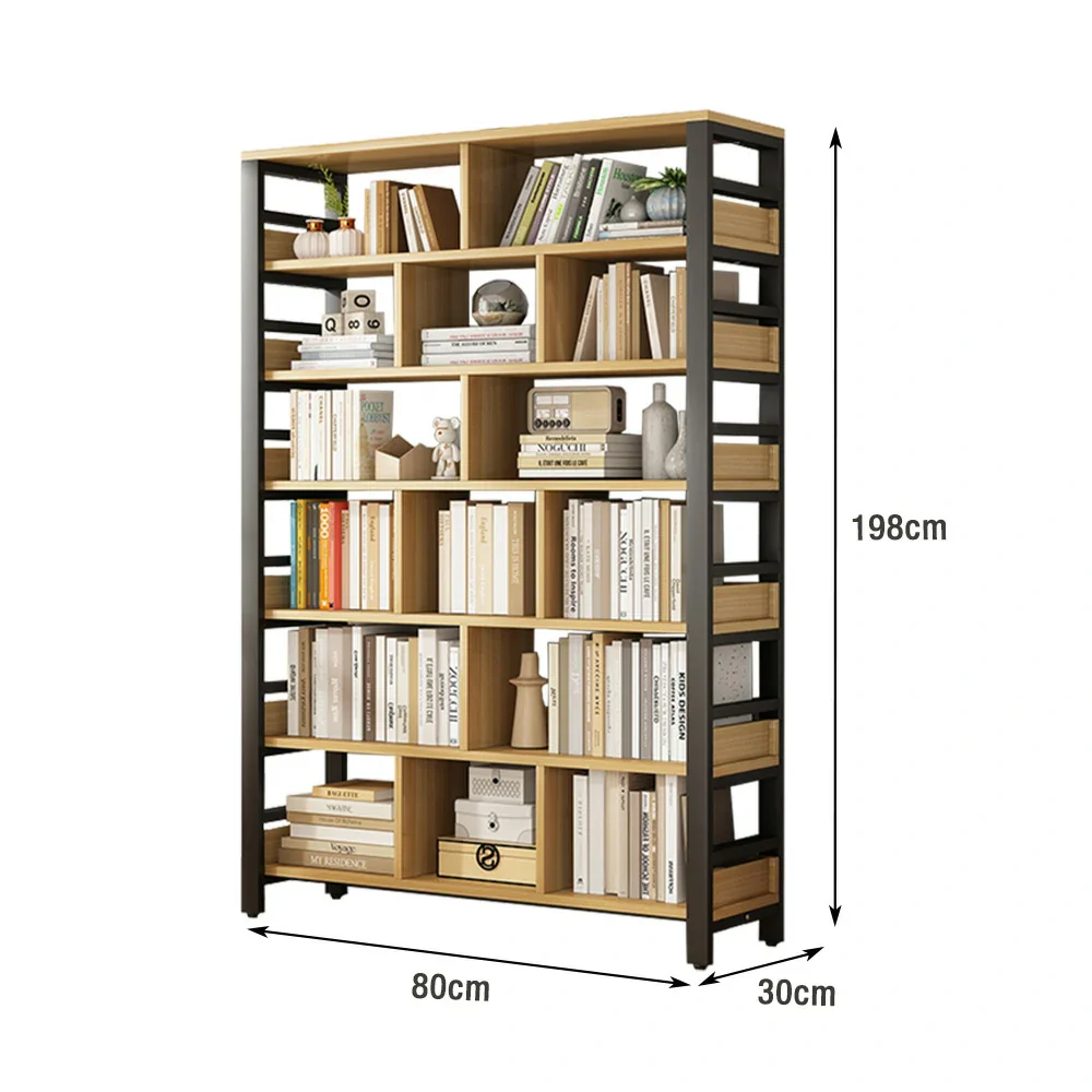 LIVARA 7-Tier Bookshelf 80/110/140cm Space-Saving Storage Rack, Thickened Eco Panels, Reinforced Steel Frame - Black - Image 5