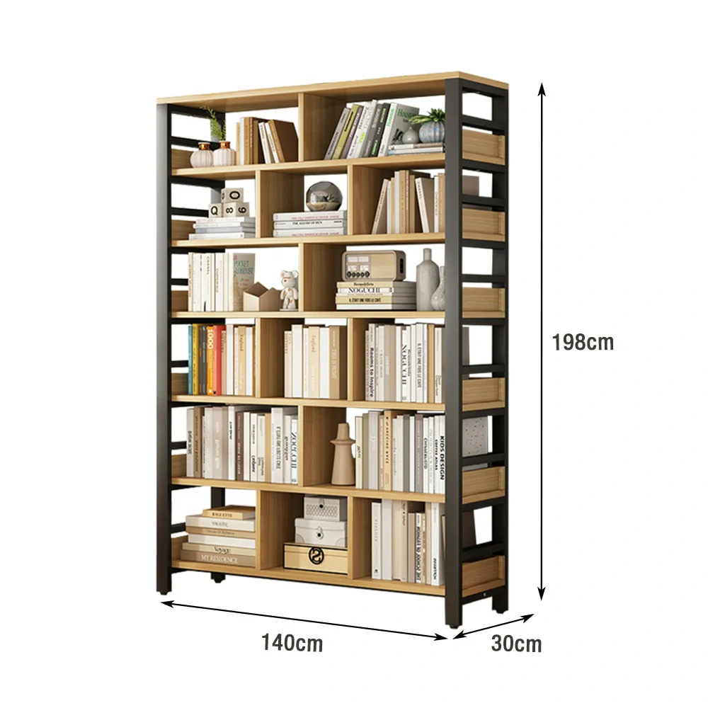 LIVARA 7-Tier Bookshelf 80/110/140cm Space-Saving Storage Rack, Thickened Eco Panels, Reinforced Steel Frame - Black - Image 7
