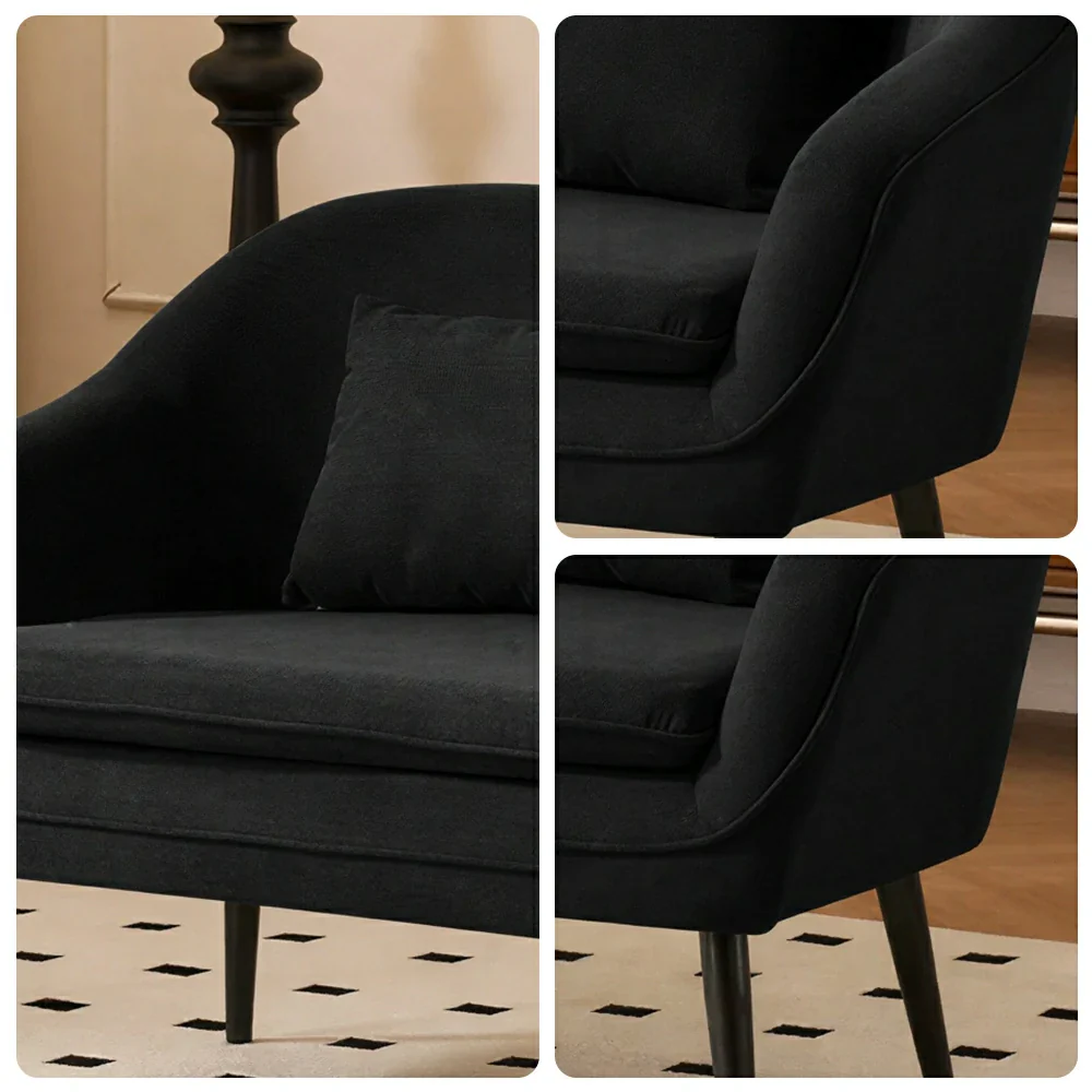 LIVARA Corduroy Sofa - Modern Living Room Lounge Couch - Black - Image 3