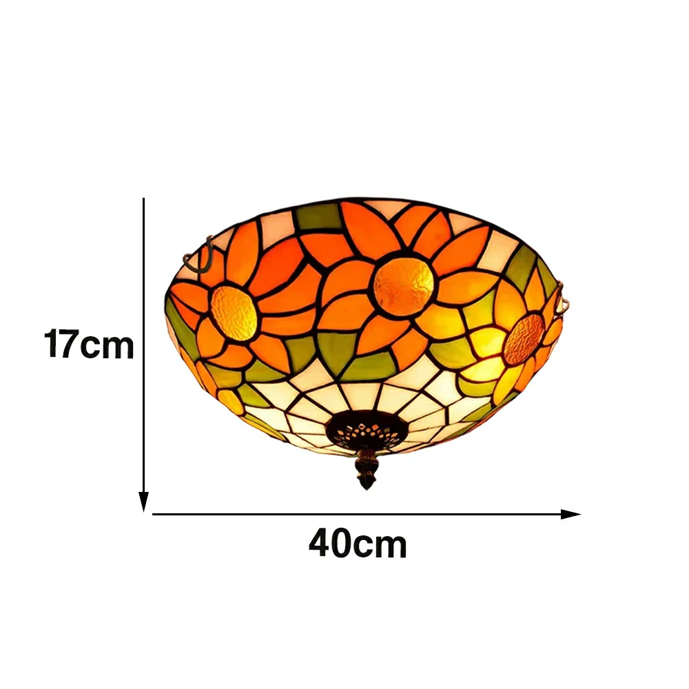 LIVARA White Sunflower Stained Glass Ceiling Light Handcrafted Vintage Mediterranean Ambient Lighting 30/40cm Living Bedroom Dining - Image 7