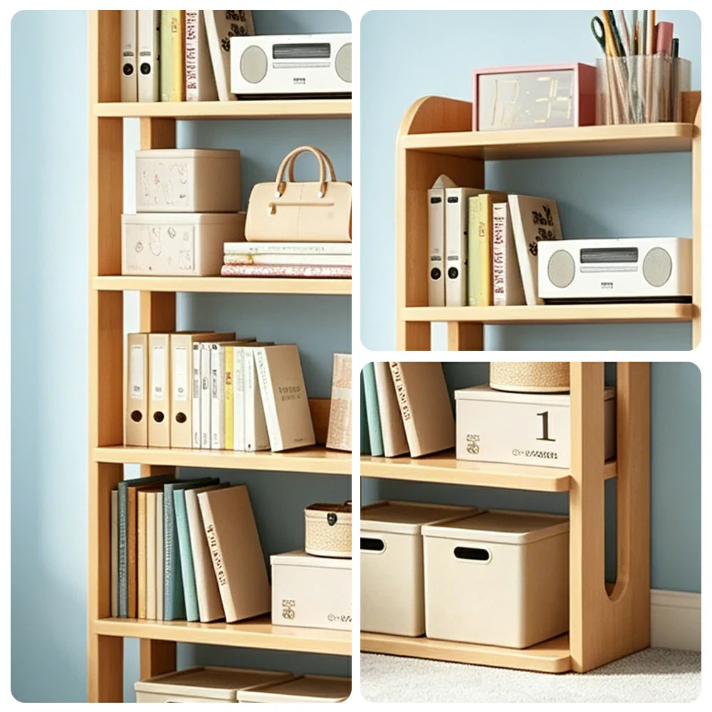 LIVARA Bookshelf - Eco Clear Lacquer Six-Tier Solid Pine Storage Shelf 60cm - Natural Wood - Image 3