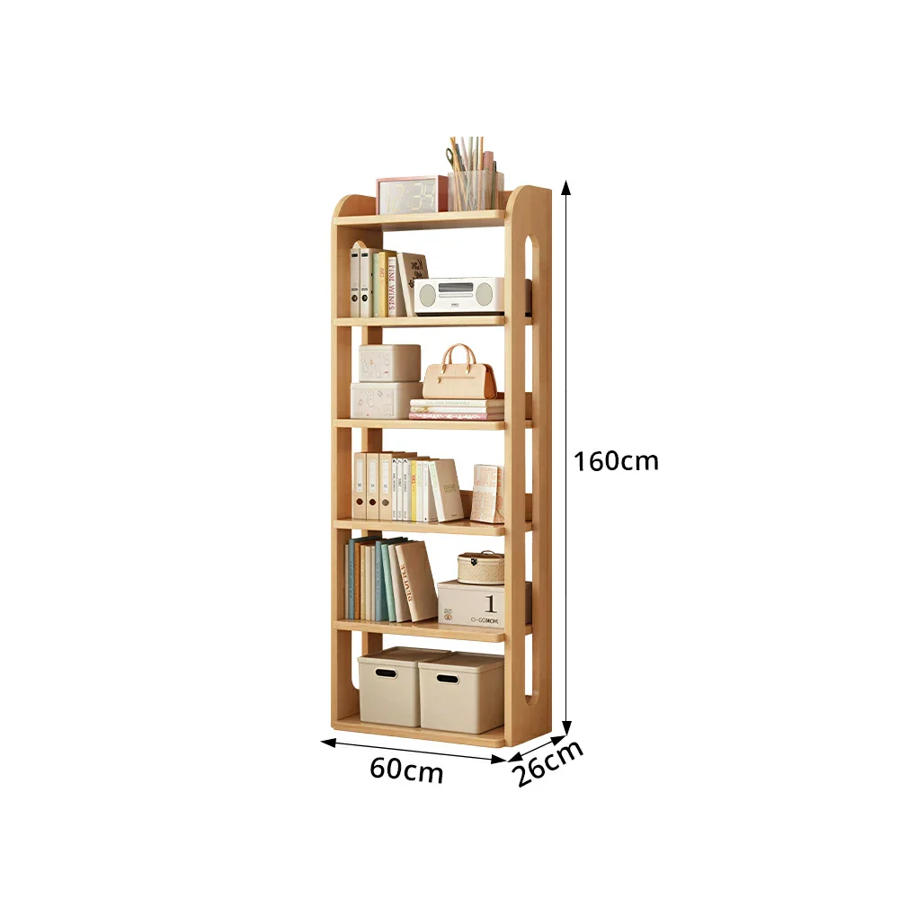 LIVARA Bookshelf - Eco Clear Lacquer Six-Tier Solid Pine Storage Shelf 60cm - Natural Wood - Image 8