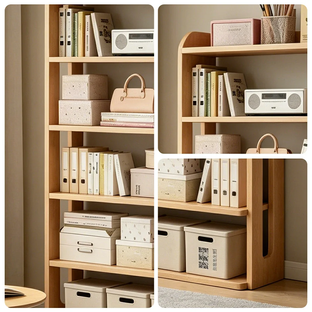LIVARA Bookshelf - Eco Clear Lacquer Six-Tier Solid Pine Storage Shelf 80cm - Natural Wood - Image 3