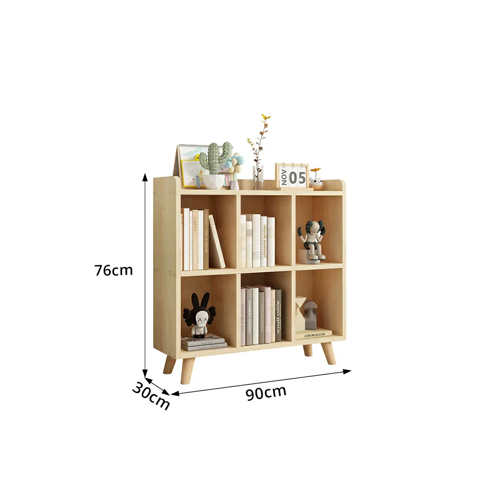 LIVARA Bookshelf - Raised Guardrail Solid Wood Storage Shelf with Legs 90cm - Natural Wood - Image 8
