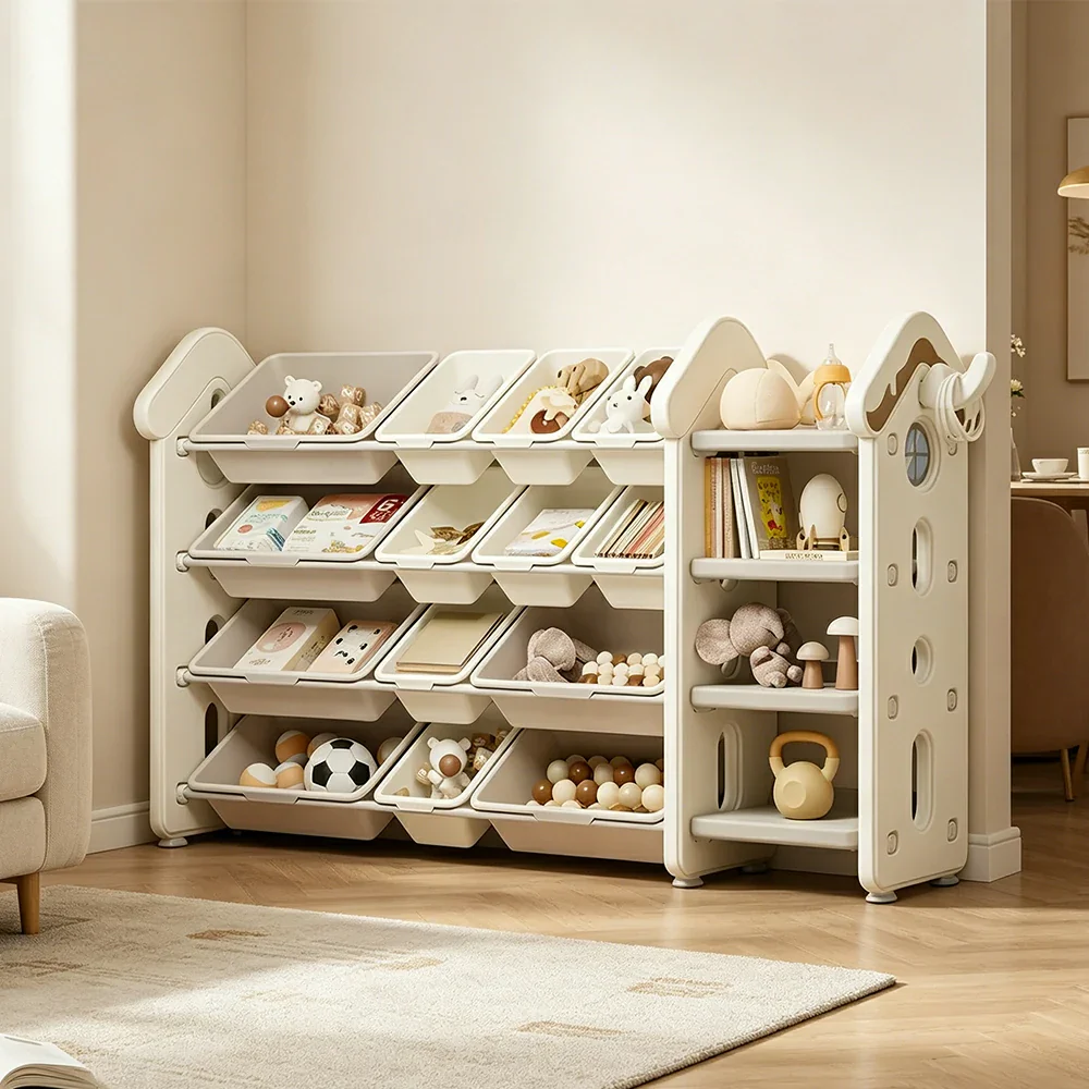 LIVARA Kids Storage Cabinet with Large Capacity Classified Storage 155cm for Kids Room Bedroom and Living Room - White - Image 5