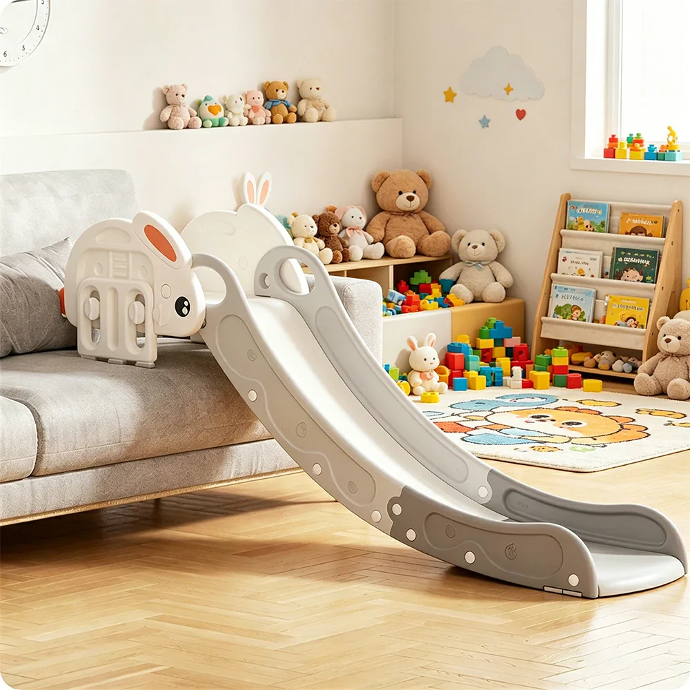 LIVARA Rabbit Shape Kids Indoor Slide with Adjustable Handrail and Anti-slip Design for Bedroom Living Room and Kids Room - Image 4