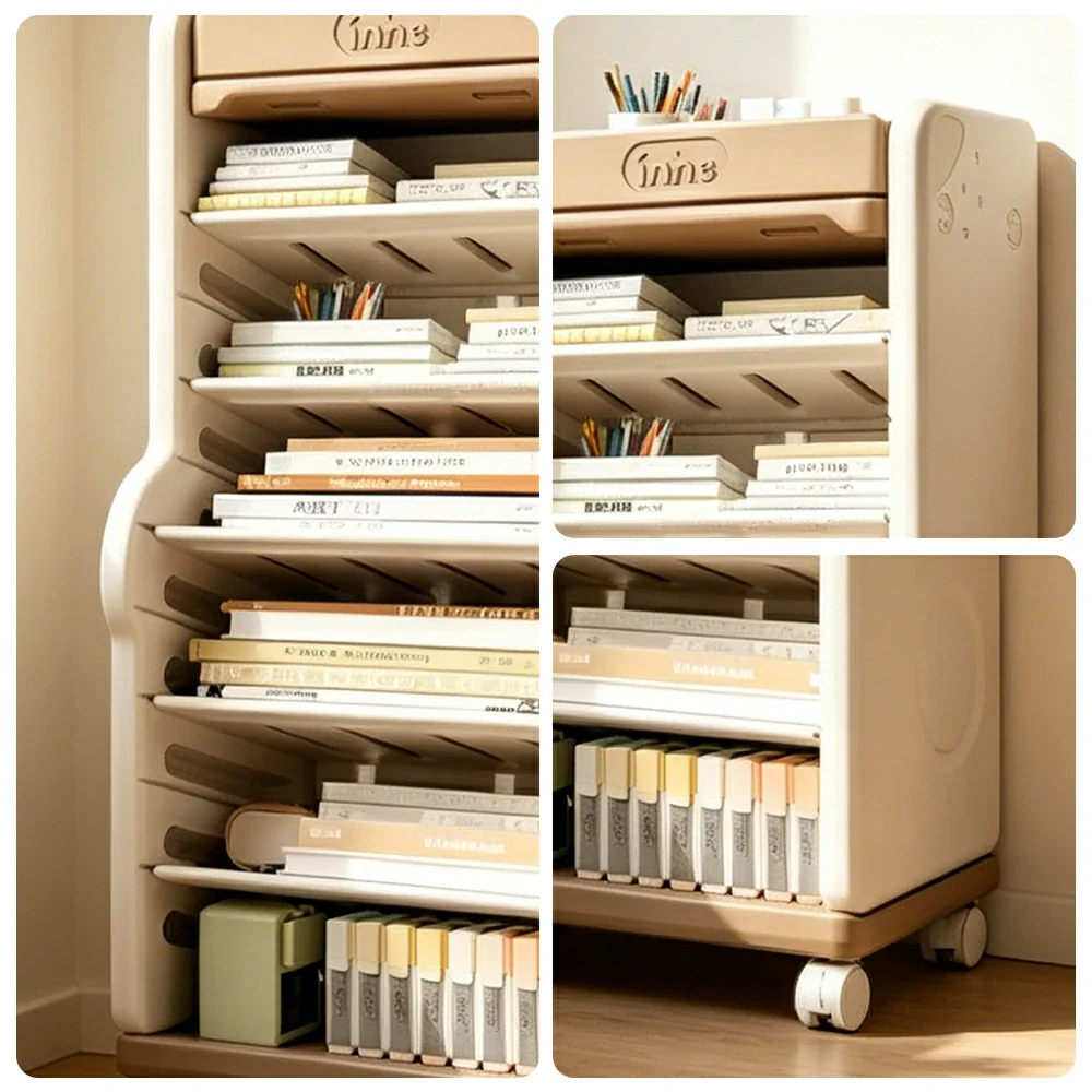 LIVARA Desk Side Storage Rack with Adjustable Shelves and Wheels for Study Room Learning Area and Office - Image 3