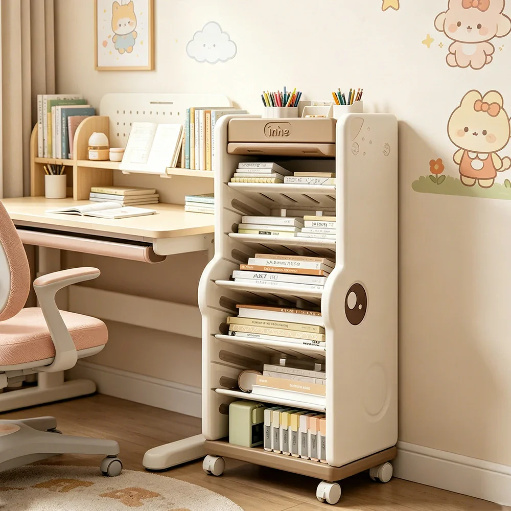 LIVARA Desk Side Storage Rack with Adjustable Shelves and Wheels for Study Room Learning Area and Office - Image 4