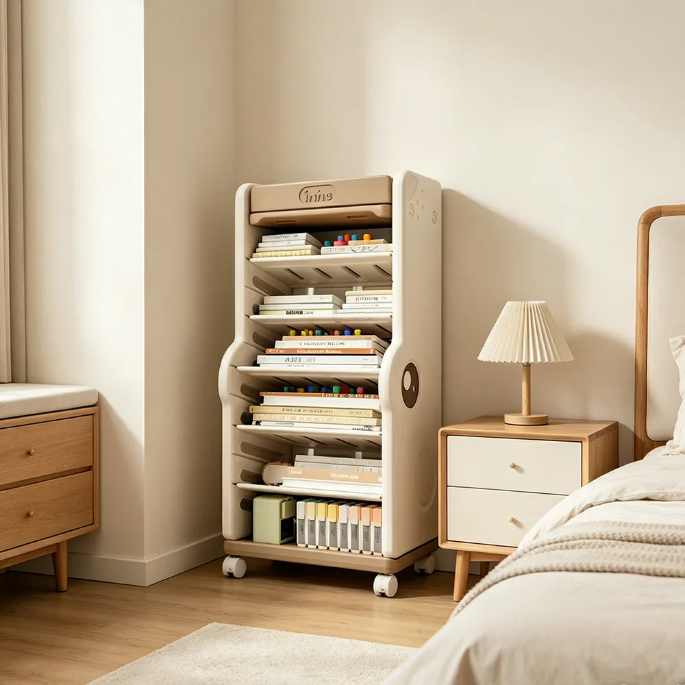 LIVARA Desk Side Storage Rack with Adjustable Shelves and Wheels for Study Room Learning Area and Office - Image 5