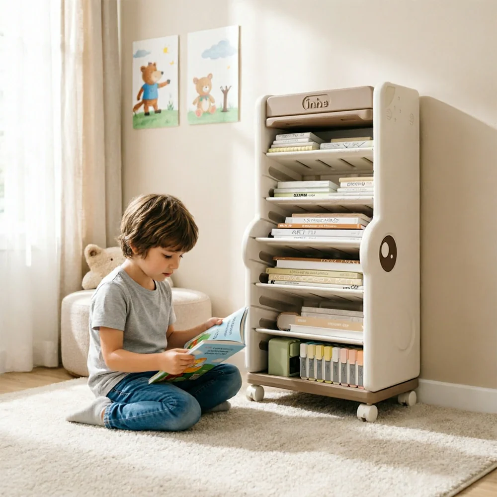 LIVARA Desk Side Storage Rack with Adjustable Shelves and Wheels for Study Room Learning Area and Office - Image 7