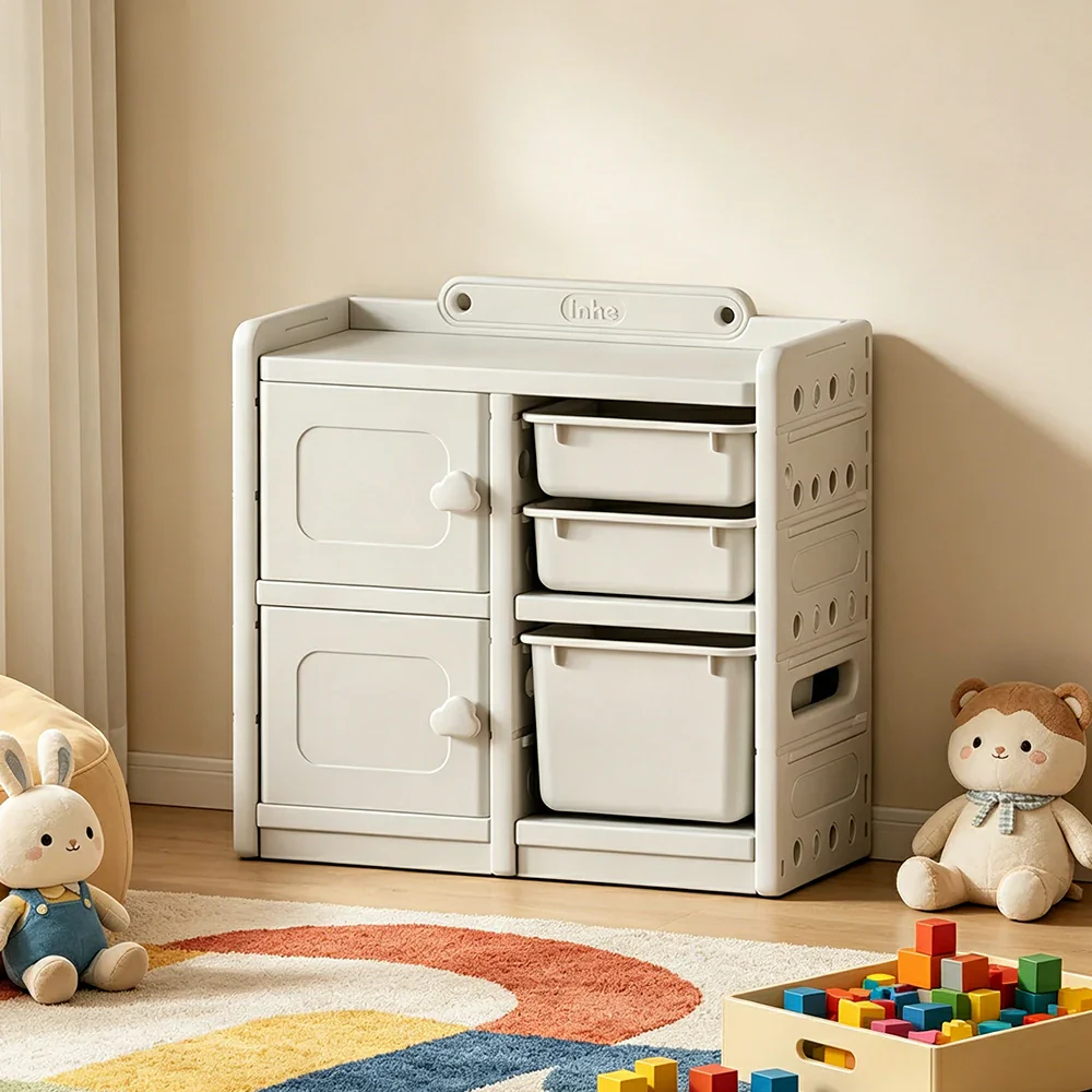 LIVARA Kids Storage Cabinet with Open Storage and Drawer Boxes 73x33x67cm for Kids Room and Playroom - Image 2