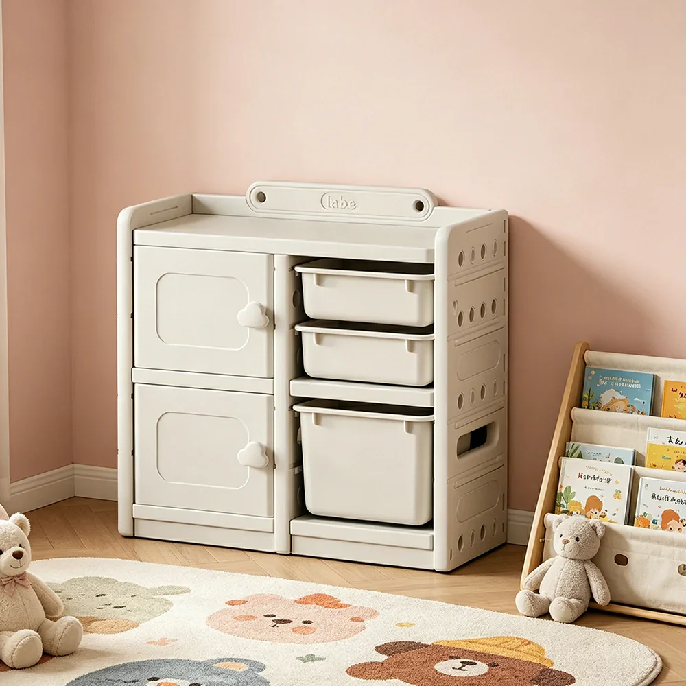 LIVARA Kids Storage Cabinet with Open Storage and Drawer Boxes 73x33x67cm for Kids Room and Playroom - Image 4