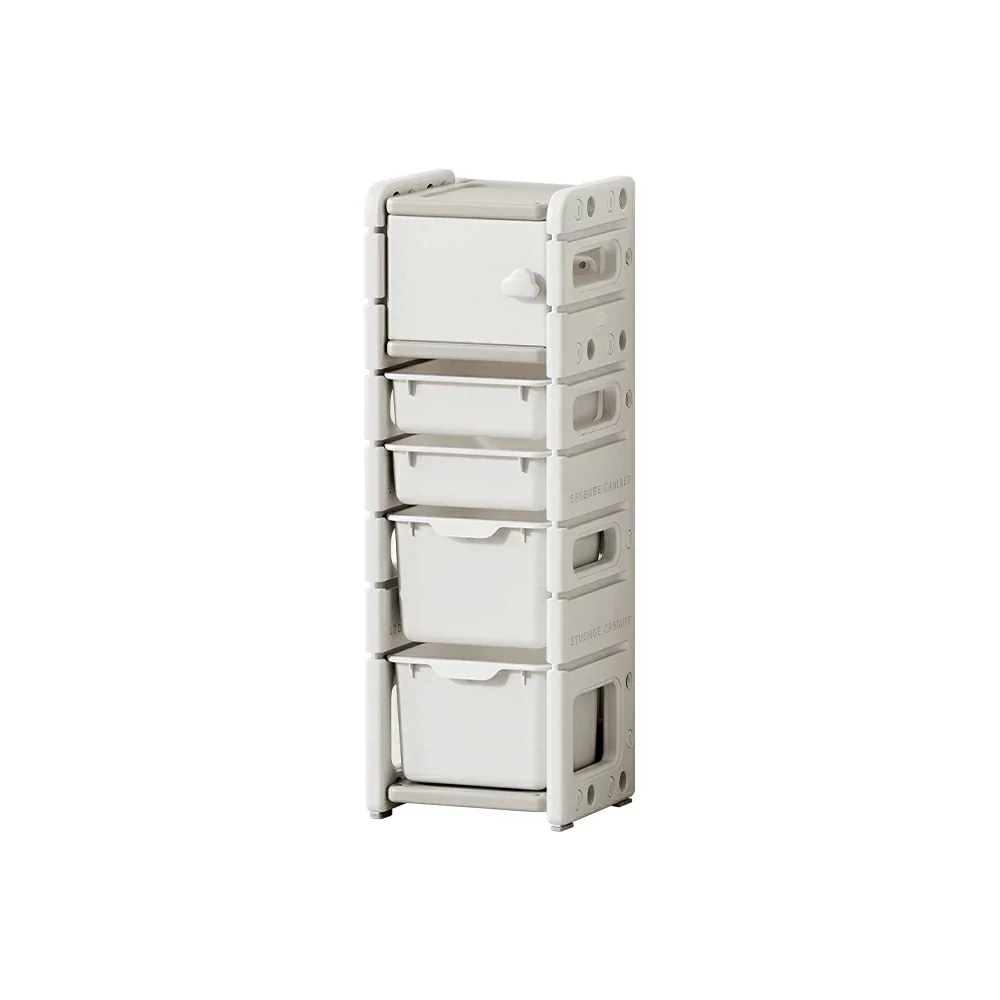 LIVARA Kids Storage Cabinet with Open Storage and Drawer Boxes 37x33x108cm for Kids Room and Playroom