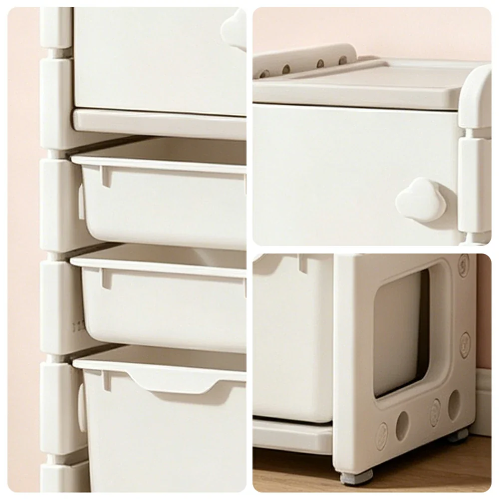 LIVARA Kids Storage Cabinet with Open Storage and Drawer Boxes 37x33x108cm for Kids Room and Playroom - Image 3