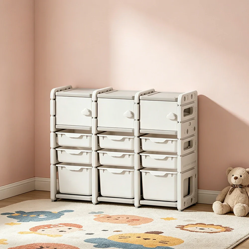 LIVARA Kids Storage Cabinet with Open Storage and Drawer Boxes 102x33x84cm for Kids Room and Playroom - Image 2