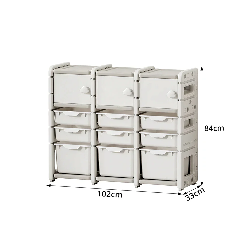 LIVARA Kids Storage Cabinet with Open Storage and Drawer Boxes 102x33x84cm for Kids Room and Playroom - Image 8